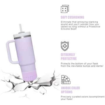 ZFCZR 2PCS Silicone Boot for Stanley Cup Accessories, Protector Silicone Water Bottle Bottom Sleeve for Stanley 30oz to 40oz,Stanley Bottom Protector(Purple)