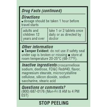 SDA LABORATORIES Meclizine Chewable Tablets, 25mg – Anti-Emetic, Raspberry Flavor – Motion Sickness & Vertigo Relief for Nausea, Dizziness, and Vomiting, 100 Count (1 Pack)