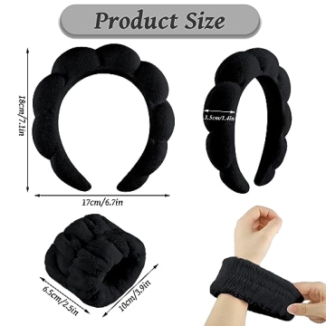 Trendy WSICSE Skincare Headband & Wristband Set for Women