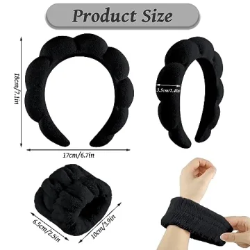 Trendy WSICSE Skincare Headband & Wristband Set for Women