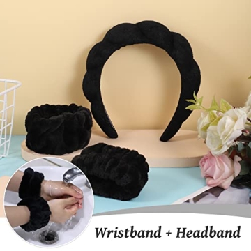 Trendy WSICSE Skincare Headband & Wristband Set for Women
