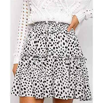 Alelly Women's High Waist Floral Mini Ruffle Skirt