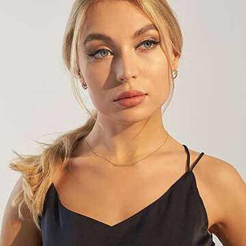 Estendly Simple Gold Bar Necklace Womens Delicate Handmade Gifts for Women