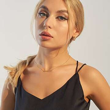 Estendly Simple Gold Bar Necklace Womens Delicate Handmade Gifts for Women