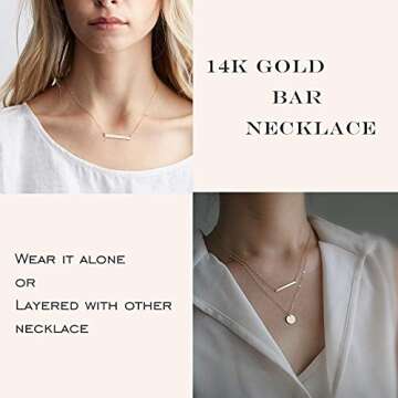 Estendly Simple Gold Bar Necklace Womens Delicate Handmade Gifts for Women