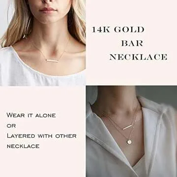 Estendly Simple Gold Bar Necklace Womens Delicate Handmade Gifts for Women