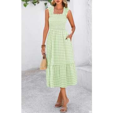 PRETTYGARDEN Women's Summer Dress Casual Ruffle Spaghetti Strap