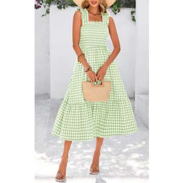 PRETTYGARDEN Women's Summer Dress Casual Ruffle Spaghetti Strap