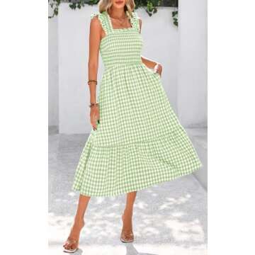 PRETTYGARDEN Women's Summer Dress Casual Ruffle Spaghetti Strap
