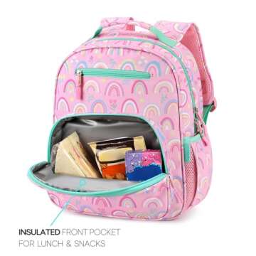 mibasies Girls Backpack for Elementary School, Backpack for Girls 5-8, Lightweight Kids Backpacks for Girls（Rainbow）