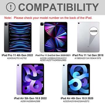 Keyboard case for ipad Air 11 inch(M2 2024)/10.9 Inch Air 5th 4th Generation & iPad Pro 11 inch (1st...
