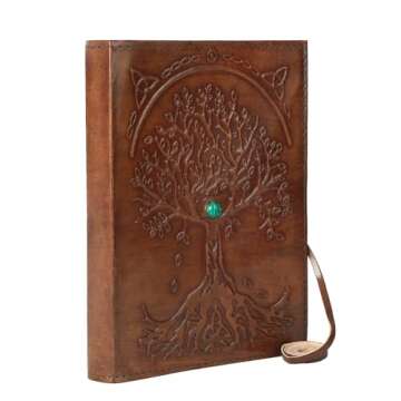Leather Journal in Brown 8x6 Refillable Lined Paper Tree of Life Handmade writing Notebook Diary Leather Bound Daily Notepad for women and men Writing pad for Artist Sketch by KPL