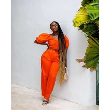 Shop The Drop Fire Orange Tapered Twill Pant for Women