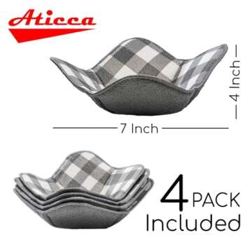 Aticca Microwave Bowl Cozy Holders for Hot Food Set of 4 Hot Pads for Bouillon Cups Multipurpose Heat Proof Plate Holder