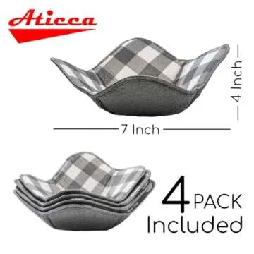 Aticca Microwave Bowl Cozy Holders for Hot Food Set of 4 Hot Pads for Bouillon Cups Multipurpose Heat Proof Plate Holder