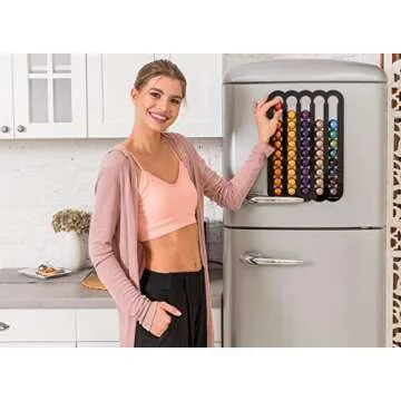 Demi's Home Magnetic Coffee Pod Holder for Nespresso Original Capsules - Suitable to be Mounted on the Fridge (Black)