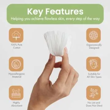 Intrinsics Large 3” Oval Cotton Pads for Face (50 Count), Premium 100% Pure Cotton Makeup Remover Pads, Hypoallergenic and Lint-Free Cotton Rounds for All Skin Types