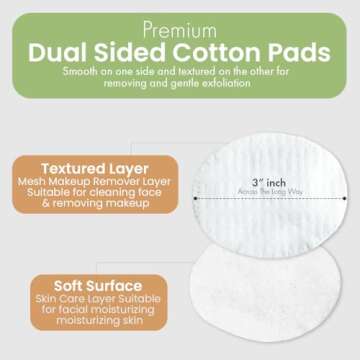 Intrinsics Large 3” Oval Cotton Pads for Face (50 Count), Premium 100% Pure Cotton Makeup Remover Pads, Hypoallergenic and Lint-Free Cotton Rounds for All Skin Types