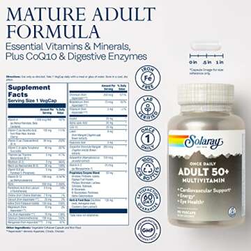 Solaray Once Daily Adult 50+ Complete Multivitamin for Women & Men, Essential Vitamins & Chelated Mi...