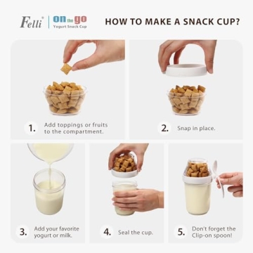 Felli Yogurt Snack Cup Set Leak Proof, Portable & Stylish