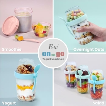 Felli Yogurt Snack Cup Set Leak Proof, Portable & Stylish