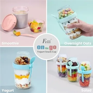 Felli Yogurt Snack Cup Set Leak Proof, Portable & Stylish