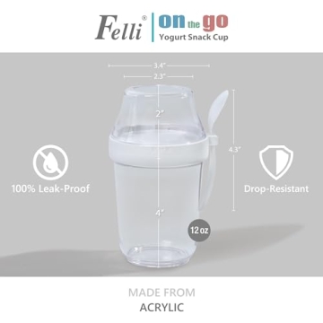 Felli Yogurt Snack Cup Set Leak Proof, Portable & Stylish