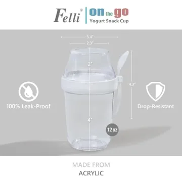 Felli Yogurt Snack Cup Set Leak Proof, Portable & Stylish
