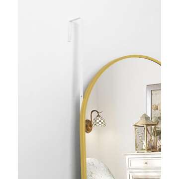 BEVERDY Door Mirror, Full Length Mirror Over The Door, 14"x 48" Hanging Mirror, Arched, Vertical, Wall Mirror, Full Body Mirror, Gold