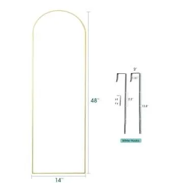 BEVERDY Door Mirror, Full Length Mirror Over The Door, 14"x 48" Hanging Mirror, Arched, Vertical, Wall Mirror, Full Body Mirror, Gold