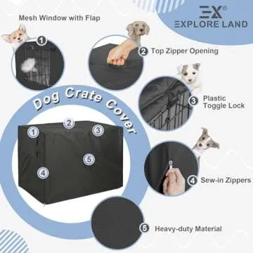 Explore Land 30 inches Dog Crate Cover Heavy Duty Polyester Pet Kennel Sunshade Universal Fit for Wire Cage (Black)