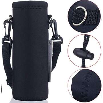AUPET Water Bottle Carrier,Insulated Neoprene Water bottle Holder Bag Case Pouch Cover 1000ML or 750ML,Adjustable Shoulder Strap, Great for Stainless Steel and Plastic Bottles