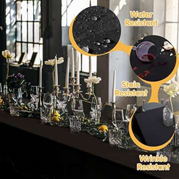 BRILLMAX 6 Pack Black Tablecloths for 6 Foot Rectangle Tables 90 x 132 Inch - 6ft Rectangular Bulk Linen Polyester Fabric Washable Cloth Cover for Wedding Reception Banquet Birthday Party