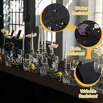 BRILLMAX 6 Pack Black Tablecloths for 6 Foot Rectangle Tables 90 x 132 Inch - 6ft Rectangular Bulk Linen Polyester Fabric Washable Cloth Cover for Wedding Reception Banquet Birthday Party