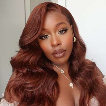 UNICE Reddish Brown Body Wave Human Hair Weave 3 Bundles 16 18 20 inch, Brazilian Remy Hair Auburn B...