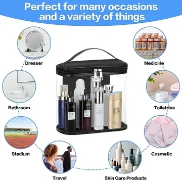 Leak Proof Clear Travel Bags for Toiletries & Cosmetics