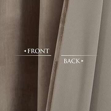 StangH Taupe Curtains 90 inches Long, Super Soft Velvet Room Darkening Window Treatment Noise Reducing Door Panels for Patio Bedroom, W52 x L90, 2 Panels