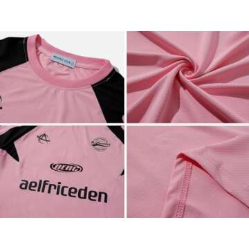 Aelfric Eden Graphic Tees for Women Oversized T Shirts Men Color Block Y2k Jersey Pink Summer Tops