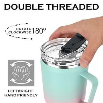 Zenbo 40 oz Tumbler with Handle and Straw Lid | Insulated Cup Reusable Large Tumbler Fit Cupholder,Leak Proof,Dishwasher Safe