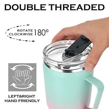 Zenbo 40 oz Tumbler with Handle and Straw Lid | Insulated Cup Reusable Large Tumbler Fit Cupholder,Leak Proof,Dishwasher Safe