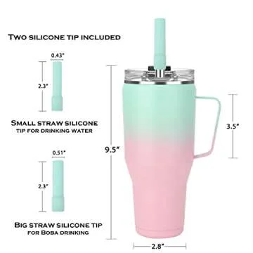 Zenbo 40 oz Tumbler with Handle and Straw Lid | Insulated Cup Reusable Large Tumbler Fit Cupholder,Leak Proof,Dishwasher Safe