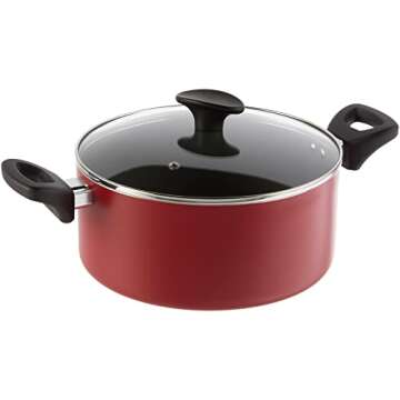 BELLA Cookware Set, 12 Piece Pots and Pans with Utensils, Nonstick Scratch Resistant Cooking Surface Compatible with All Stoves, Nylon and Aluminum, Red