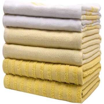 Premium Kitchen Towels 20x28 Soft & Absorbent - 6 Pack