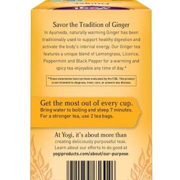 Yogi Tea Ginger - 16 Bags per Pack (4 Packs) - Organic Digestive Support Tea - Includes Ginger Root, Lemongrass, Licorice Root, Peppermint Leaf & Black Pepper