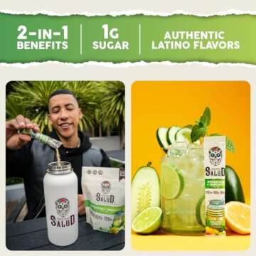 Salud 2-in-1 Hydration Packets + Immunity Electrolytes Powder, Cucumber Lime - Agua Fresca Drink Mix...