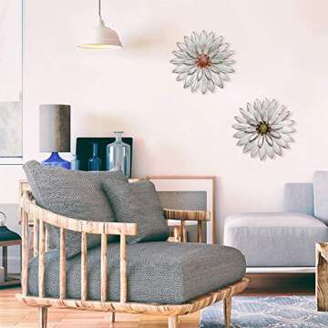 YEAHOME Metal Flower Wall Decor Set of 2 Handmade Sculptures