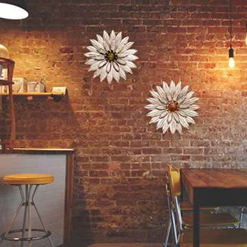 YEAHOME Metal Flower Wall Decor Set of 2 Handmade Sculptures