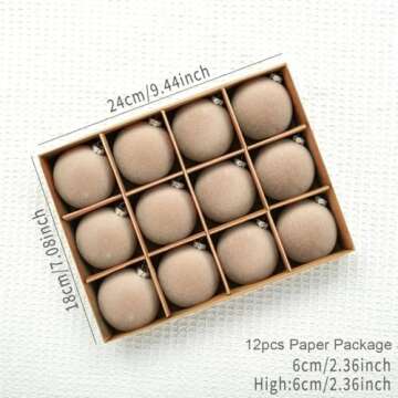 Jlong Velvet Christmas Ornaments - 12 Pcs Shatterproof Balls
