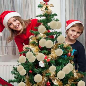 Jlong Velvet Christmas Ornaments - 12 Pcs Shatterproof Balls