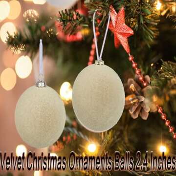 Jlong Velvet Christmas Ornaments - 12 Pcs Shatterproof Balls